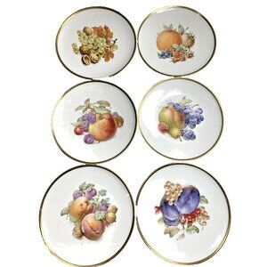 6 Bavaria Schumann Arzberg Germany Fruit/ Nut Pattern Plates Gold Trim